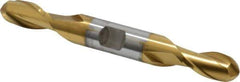 Cleveland - 7/16" Diam, 13/16" LOC, 2 Flute High Speed Steel Ball End Mill - TiN Finish, Double End, 4-1/8" OAL, 1/2" Shank Diam, Spiral Flute - USA Tool & Supply