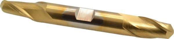 Cleveland - 1/2" Diam, 13/16" LOC, 2 Flute High Speed Steel Ball End Mill - TiN Finish, Double End, 4-1/8" OAL, 1/2" Shank Diam, Spiral Flute - USA Tool & Supply