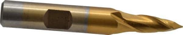 Cleveland - 1/4" Diam, 1/2" LOC, 2 Flute, 90° Point Angle, High Speed Steel Drill Mill - TiN Finish, 2-5/16" OAL, 3/8" Shank Diam - USA Tool & Supply