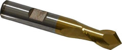 Cleveland - 3/8" Diam, 9/16" LOC, 2 Flute, 90° Point Angle, High Speed Steel Drill Mill - TiN Finish, 2-5/16" OAL, 3/8" Shank Diam - USA Tool & Supply