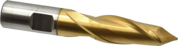 Cleveland - 5/8" Diam, 1-5/16" LOC, 2 Flute, 90° Point Angle, High Speed Steel Drill Mill - TiN Finish, 3-7/16" OAL, 5/8" Shank Diam - USA Tool & Supply