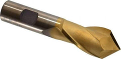 Cleveland - 1" Diam, 1-1/2" LOC, 2 Flute, 90° Point Angle, High Speed Steel Drill Mill - TiN Finish, 3-1/4" OAL, 3/4" Shank Diam - USA Tool & Supply