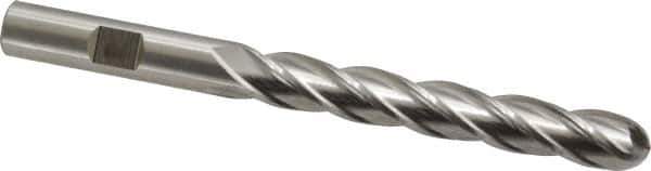 Cleveland - 3/8" Diam, 2-1/2" LOC, 4 Flute High Speed Steel Ball End Mill - Uncoated, Single End, 4-1/4" OAL, 3/8" Shank Diam, Spiral Flute - USA Tool & Supply