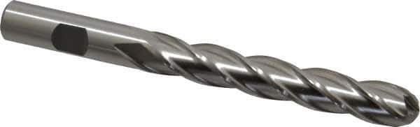 Cleveland - 1/2" Diam, 3" LOC, 4 Flute High Speed Steel Ball End Mill - Uncoated, Single End, 5" OAL, 1/2" Shank Diam, Spiral Flute - USA Tool & Supply