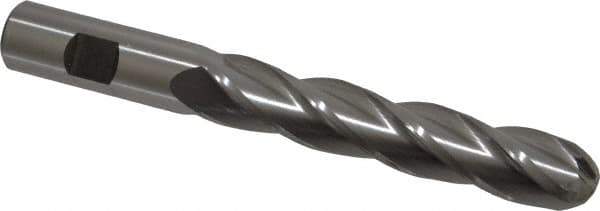 Cleveland - 3/4" Diam, 4" LOC, 4 Flute High Speed Steel Ball End Mill - Uncoated, Single End, 6-1/4" OAL, 3/4" Shank Diam, Spiral Flute - USA Tool & Supply