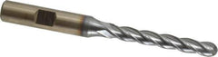 Cleveland - 1/4" Diam, 1-3/4" LOC, 4 Flute High Speed Steel Ball End Mill - TiCN Finish, Single End, 3-9/16" OAL, 3/8" Shank Diam, Spiral Flute - USA Tool & Supply