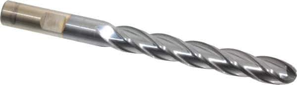 Cleveland - 3/8" Diam, 2-1/2" LOC, 4 Flute High Speed Steel Ball End Mill - TiCN Finish, Single End, 3-1/4" OAL, 3/8" Shank Diam, Spiral Flute - USA Tool & Supply