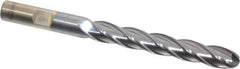 Cleveland - 3/8" Diam, 2-1/2" LOC, 4 Flute High Speed Steel Ball End Mill - TiCN Finish, Single End, 3-1/4" OAL, 3/8" Shank Diam, Spiral Flute - USA Tool & Supply