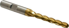 Cleveland - 1/4" Diam, 1-3/4" LOC, 4 Flute High Speed Steel Ball End Mill - TiN Finish, Single End, 3-9/16" OAL, 3/8" Shank Diam, Spiral Flute - USA Tool & Supply