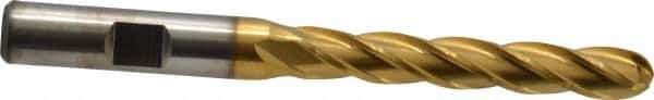 Cleveland - 5/16" Diam, 2" LOC, 4 Flute High Speed Steel Ball End Mill - TiN Finish, Single End, 3-3/4" OAL, 3/8" Shank Diam, Spiral Flute - USA Tool & Supply