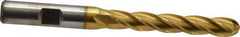 Cleveland - 5/16" Diam, 2" LOC, 4 Flute High Speed Steel Ball End Mill - TiN Finish, Single End, 3-3/4" OAL, 3/8" Shank Diam, Spiral Flute - USA Tool & Supply
