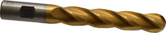Cleveland - 3/4" Diam, 4" LOC, 4 Flute High Speed Steel Ball End Mill - TiN Finish, Single End, 6-1/4" OAL, 3/4" Shank Diam, Spiral Flute - USA Tool & Supply