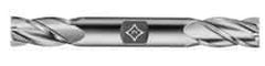 Cleveland - 21/64", 3/4" LOC, 3/8" Shank Diam, 3-1/2" OAL, 4 Flute, High Speed Steel Square End Mill - Double End, TiN Finish, Spiral Flute, 30° Helix, Centercutting, Right Hand Cut, Right Hand Flute, Series HD-4C - USA Tool & Supply