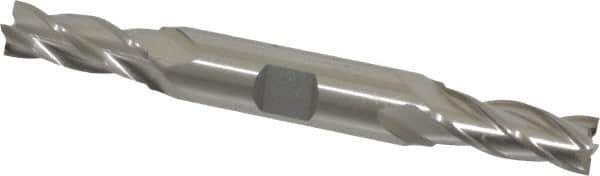 Cleveland - 25/64", 1" LOC, 1/2" Shank Diam, 4-1/2" OAL, 4 Flute, High Speed Steel Square End Mill - Double End, Uncoated, Spiral Flute, 30° Helix, Centercutting, Right Hand Cut, Right Hand Flute, Series HD-4C - USA Tool & Supply