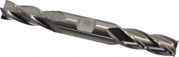 Cleveland - 9/16", 1-3/8" LOC, 5/8" Shank Diam, 5" OAL, 4 Flute, High Speed Steel Square End Mill - Double End, Uncoated, Spiral Flute, 30° Helix, Centercutting, Right Hand Cut, Right Hand Flute, Series HD-4C - USA Tool & Supply