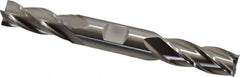 Cleveland - 9/16", 1-3/8" LOC, 5/8" Shank Diam, 5" OAL, 4 Flute, High Speed Steel Square End Mill - Double End, Uncoated, Spiral Flute, 30° Helix, Centercutting, Right Hand Cut, Right Hand Flute, Series HD-4C - USA Tool & Supply