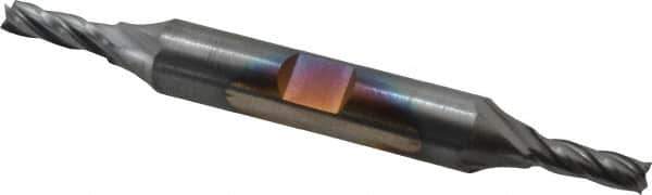 Cleveland - 11/64", 1/2" LOC, 3/8" Shank Diam, 3-1/4" OAL, 4 Flute, High Speed Steel Square End Mill - Double End, TiCN Finish, Spiral Flute, 30° Helix, Centercutting, Right Hand Cut, Right Hand Flute, Series HD-4C - USA Tool & Supply