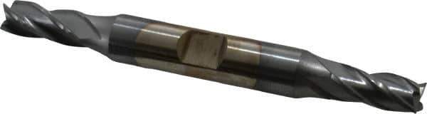 Cleveland - 9/32", 11/16" LOC, 3/8" Shank Diam, 3-3/8" OAL, 4 Flute, High Speed Steel Square End Mill - Double End, TiCN Finish, Spiral Flute, 30° Helix, Centercutting, Right Hand Cut, Right Hand Flute, Series HD-4C - USA Tool & Supply
