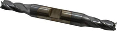 Cleveland - 9/32", 11/16" LOC, 3/8" Shank Diam, 3-3/8" OAL, 4 Flute, High Speed Steel Square End Mill - Double End, TiCN Finish, Spiral Flute, 30° Helix, Centercutting, Right Hand Cut, Right Hand Flute, Series HD-4C - USA Tool & Supply