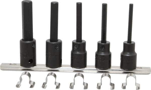 Proto - 5 Piece 3/8" Drive Metric Impact Hex Bit Socket Set - 4 to 10mm Hex - USA Tool & Supply