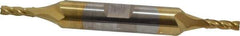 Cleveland - 1/8", 3/8" LOC, 3/8" Shank Diam, 3-1/16" OAL, 4 Flute, High Speed Steel Square End Mill - Double End, TiN Finish, Spiral Flute, 30° Helix, Centercutting, Right Hand Cut, Right Hand Flute, Series HD-4C - USA Tool & Supply