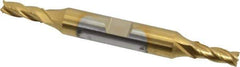 Cleveland - 13/64", 9/16" LOC, 3/8" Shank Diam, 3-1/4" OAL, 4 Flute, High Speed Steel Square End Mill - Double End, TiN Finish, Spiral Flute, 30° Helix, Centercutting, Right Hand Cut, Right Hand Flute, Series HD-4C - USA Tool & Supply