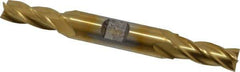 Cleveland - 25/64", 1" LOC, 1/2" Shank Diam, 4-1/2" OAL, 4 Flute, High Speed Steel Square End Mill - Double End, TiN Finish, Spiral Flute, 30° Helix, Centercutting, Right Hand Cut, Right Hand Flute, Series HD-4C - USA Tool & Supply