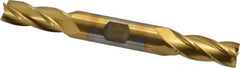 Cleveland - 7/16", 1" LOC, 1/2" Shank Diam, 4-1/2" OAL, 4 Flute, High Speed Steel Square End Mill - Double End, TiN Finish, Spiral Flute, 30° Helix, Centercutting, Right Hand Cut, Right Hand Flute, Series HD-4C - USA Tool & Supply