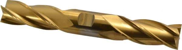 Cleveland - 7/8", 1-7/8" LOC, 7/8" Shank Diam, 6-1/8" OAL, 4 Flute, High Speed Steel Square End Mill - Double End, TiN Finish, Spiral Flute, 30° Helix, Centercutting, Right Hand Cut, Right Hand Flute, Series HD-4C - USA Tool & Supply