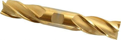 Cleveland - 1", 1-7/8" LOC, 1" Shank Diam, 6-3/8" OAL, 4 Flute, High Speed Steel Square End Mill - Double End, TiN Finish, Spiral Flute, 30° Helix, Centercutting, Right Hand Cut, Right Hand Flute, Series HD-4C - USA Tool & Supply