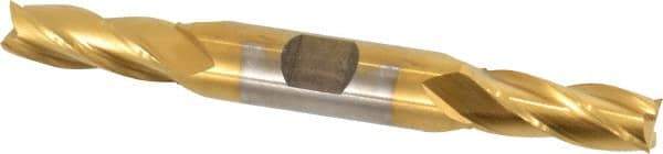 Cleveland - 13/32", 1" LOC, 1/2" Shank Diam, 4-1/2" OAL, 4 Flute, High Speed Steel Square End Mill - Double End, TiN Finish, Spiral Flute, 30° Helix, Centercutting, Right Hand Cut, Right Hand Flute, Series HD-4C - USA Tool & Supply