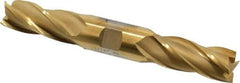 Cleveland - 13/16", 1-7/8" LOC, 7/8" Shank Diam, 6-1/8" OAL, 4 Flute, High Speed Steel Square End Mill - Double End, TiN Finish, Spiral Flute, 30° Helix, Centercutting, Right Hand Cut, Right Hand Flute, Series HD-4C - USA Tool & Supply