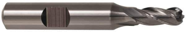 Cleveland - 7/8" Diam, 1-7/8" LOC, 4 Flute High Speed Steel Ball End Mill - Uncoated, Single End, 4-1/8" OAL, 7/8" Shank Diam, Spiral Flute - USA Tool & Supply