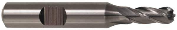 Cleveland - 1" Diam, 2" LOC, 4 Flute High Speed Steel Ball End Mill - TiN Finish, Single End, 4-1/2" OAL, 1" Shank Diam, Spiral Flute - USA Tool & Supply