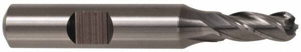 Cleveland - 5/8" Diam, 2-1/2" LOC, 4 Flute High Speed Steel Ball End Mill - Uncoated, Single End, 3-1/4" OAL, 5/8" Shank Diam, Spiral Flute - USA Tool & Supply