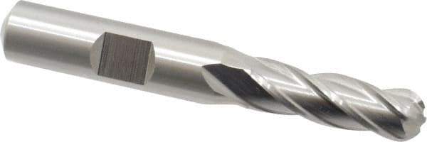 Cleveland - 5/16" Diam, 3/4" LOC, 4 Flute High Speed Steel Ball End Mill - Uncoated, Single End, 2-1/2" OAL, 3/8" Shank Diam, Spiral Flute - USA Tool & Supply