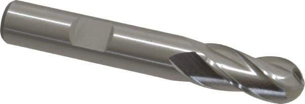 Cleveland - 3/8" Diam, 3/4" LOC, 4 Flute High Speed Steel Ball End Mill - Uncoated, Single End, 2-1/2" OAL, 3/8" Shank Diam, Spiral Flute - USA Tool & Supply