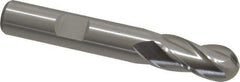 Cleveland - 3/8" Diam, 3/4" LOC, 4 Flute High Speed Steel Ball End Mill - Uncoated, Single End, 2-1/2" OAL, 3/8" Shank Diam, Spiral Flute - USA Tool & Supply