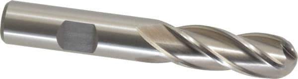 Cleveland - 1/2" Diam, 1-1/4" LOC, 4 Flute High Speed Steel Ball End Mill - Uncoated, Single End, 3-1/4" OAL, 1/2" Shank Diam, Spiral Flute - USA Tool & Supply