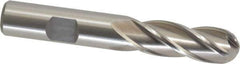Cleveland - 1/2" Diam, 1-1/4" LOC, 4 Flute High Speed Steel Ball End Mill - Uncoated, Single End, 3-1/4" OAL, 1/2" Shank Diam, Spiral Flute - USA Tool & Supply