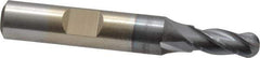 Cleveland - 1/4" Diam, 5/8" LOC, 4 Flute High Speed Steel Ball End Mill - TiCN Finish, Single End, 2-7/16" OAL, 3/8" Shank Diam, Spiral Flute - USA Tool & Supply