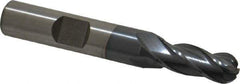 Cleveland - 5/16" Diam, 3/4" LOC, 4 Flute High Speed Steel Ball End Mill - TiCN Finish, Single End, 2-1/2" OAL, 3/8" Shank Diam, Spiral Flute - USA Tool & Supply