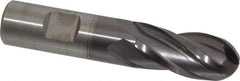 Cleveland - 3/4" Diam, 1-5/8" LOC, 4 Flute High Speed Steel Ball End Mill - TiCN Finish, Single End, 3-7/8" OAL, 3/4" Shank Diam, Spiral Flute - USA Tool & Supply