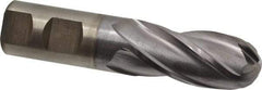 Cleveland - 1" Diam, 2" LOC, 4 Flute High Speed Steel Ball End Mill - TiCN Finish, Single End, 4-1/2" OAL, 1" Shank Diam, Spiral Flute - USA Tool & Supply