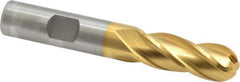 Cleveland - 1/2" Diam, 1-1/4" LOC, 4 Flute High Speed Steel Ball End Mill - TiN Finish, Single End, 3-1/4" OAL, 1/2" Shank Diam, Spiral Flute - USA Tool & Supply