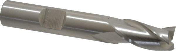 Cleveland - 3/8", 3/4" LOC, 3/8" Shank Diam, 2-1/2" OAL, 3 Flute, High Speed Steel Square End Mill - Single End, Uncoated, Spiral Flute, 30° Helix, Centercutting, Right Hand Cut, Right Hand Flute, Series HG-3 - USA Tool & Supply