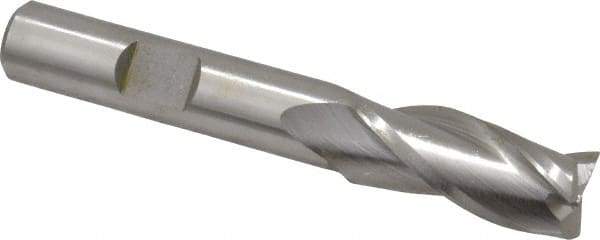 Cleveland - 7/16", 1" LOC, 3/8" Shank Diam, 2-11/16" OAL, 3 Flute, High Speed Steel Square End Mill - Single End, Uncoated, Spiral Flute, 30° Helix, Centercutting, Right Hand Cut, Right Hand Flute, Series HG-3 - USA Tool & Supply
