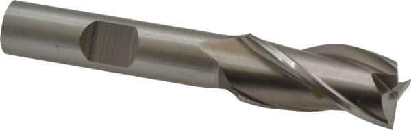 Cleveland - 1/2", 1" LOC, 3/8" Shank Diam, 2-11/16" OAL, 3 Flute, High Speed Steel Square End Mill - Single End, Uncoated, Spiral Flute, 30° Helix, Centercutting, Right Hand Cut, Right Hand Flute, Series HG-3 - USA Tool & Supply