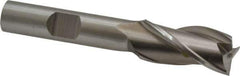 Cleveland - 1/2", 1" LOC, 3/8" Shank Diam, 2-11/16" OAL, 3 Flute, High Speed Steel Square End Mill - Single End, Uncoated, Spiral Flute, 30° Helix, Centercutting, Right Hand Cut, Right Hand Flute, Series HG-3 - USA Tool & Supply