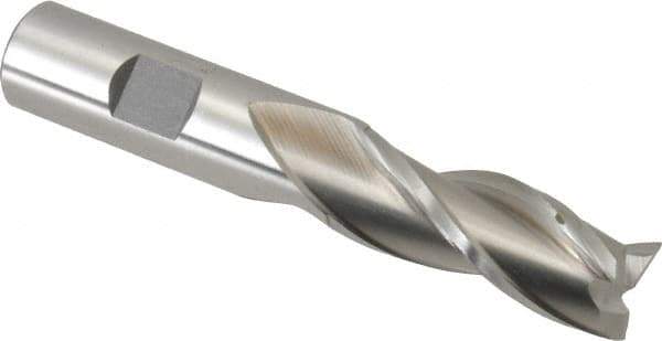 Cleveland - 5/8", 1-5/8" LOC, 5/8" Shank Diam, 3-1/4" OAL, 3 Flute, High Speed Steel Square End Mill - Single End, Uncoated, Spiral Flute, 30° Helix, Centercutting, Right Hand Cut, Right Hand Flute, Series HG-3 - USA Tool & Supply